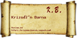 Krizsán Barna névjegykártya