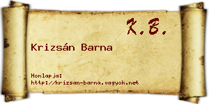 Krizsán Barna névjegykártya